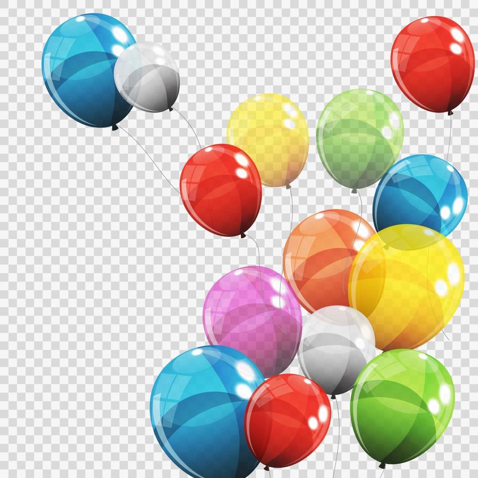 Grupo de globos de helio brillante de color aislado vector