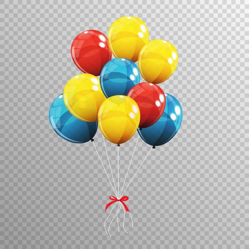 Group of Colour Glossy Helium Balloons Isolated vector