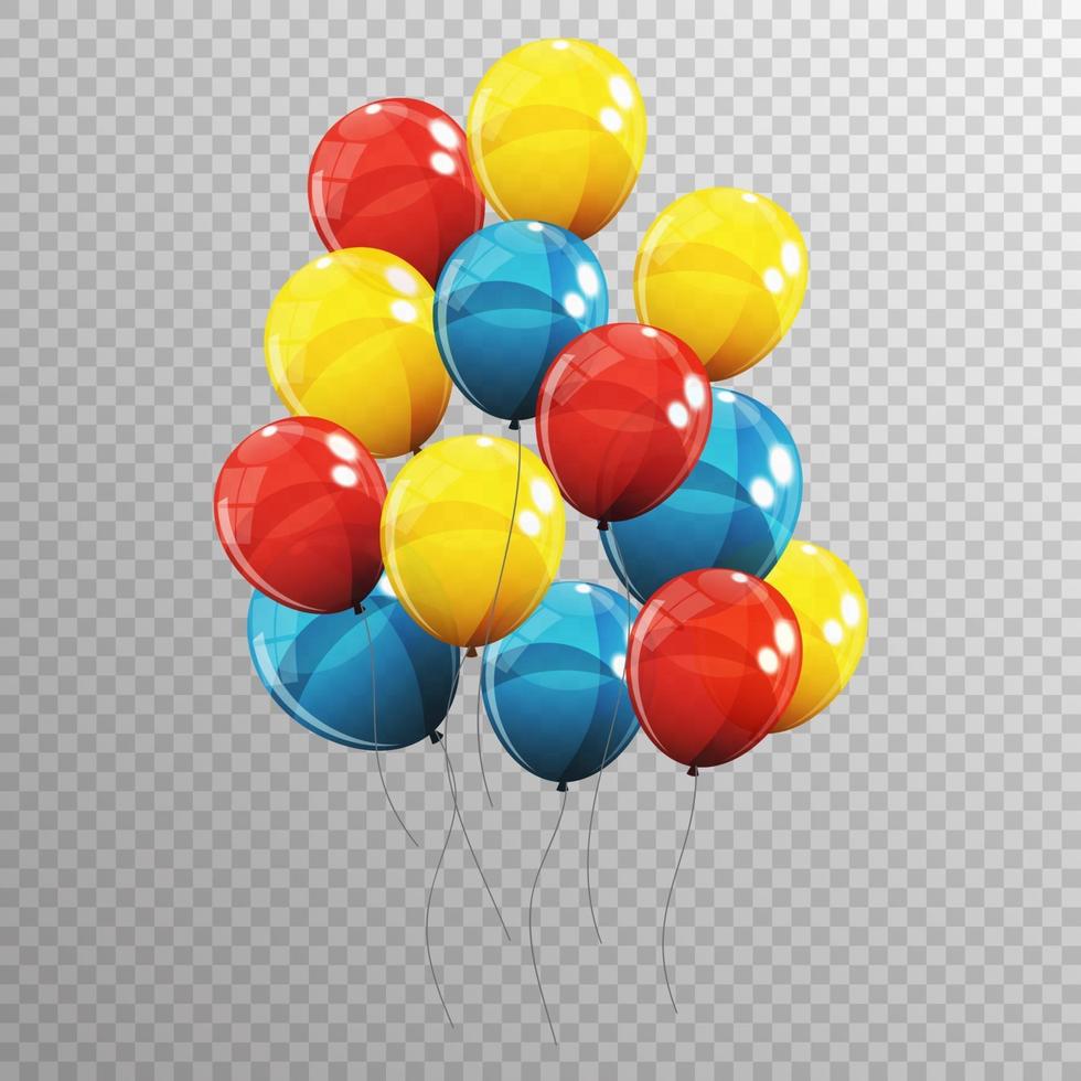 Group of Colour Glossy Helium Balloons Isolated vector
