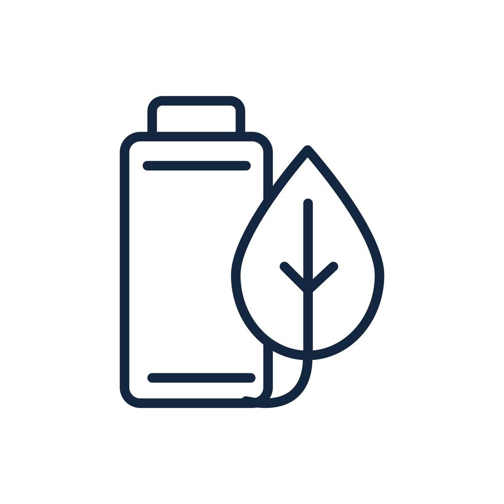 battery charge energy leaf ecology environment icon linear vector