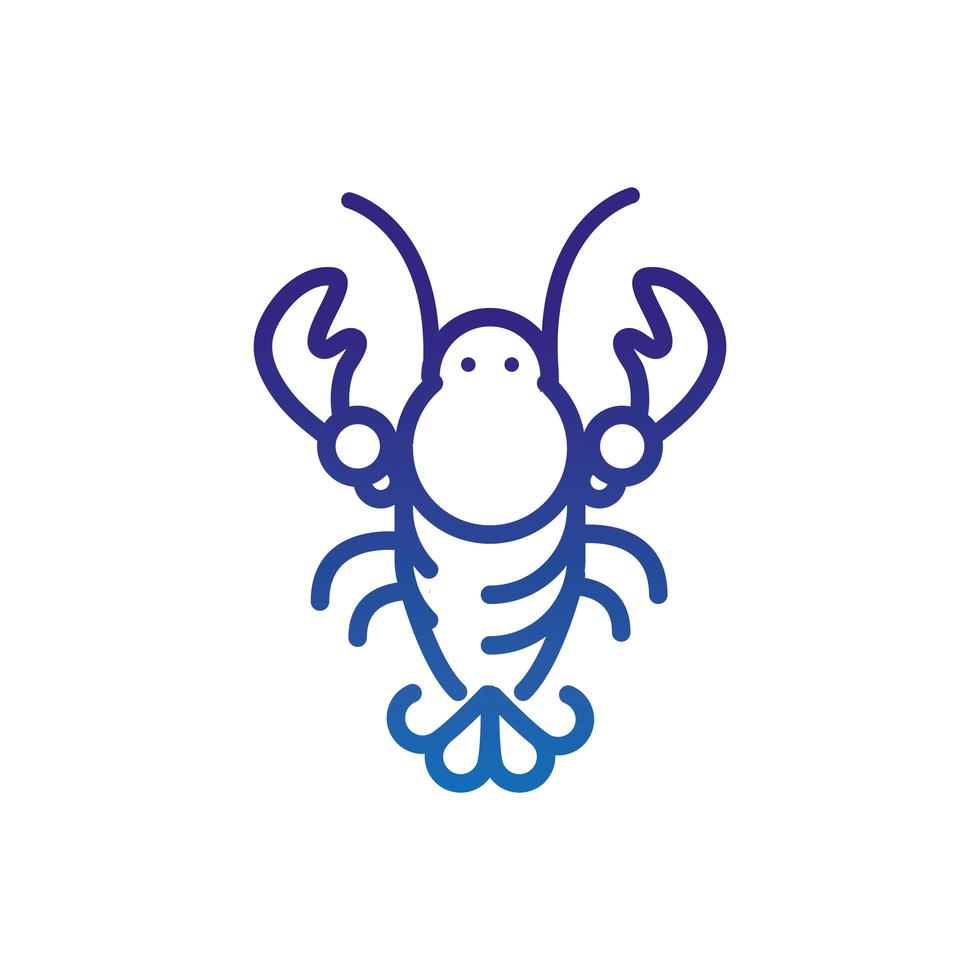 lobster marine life thick line blue vector