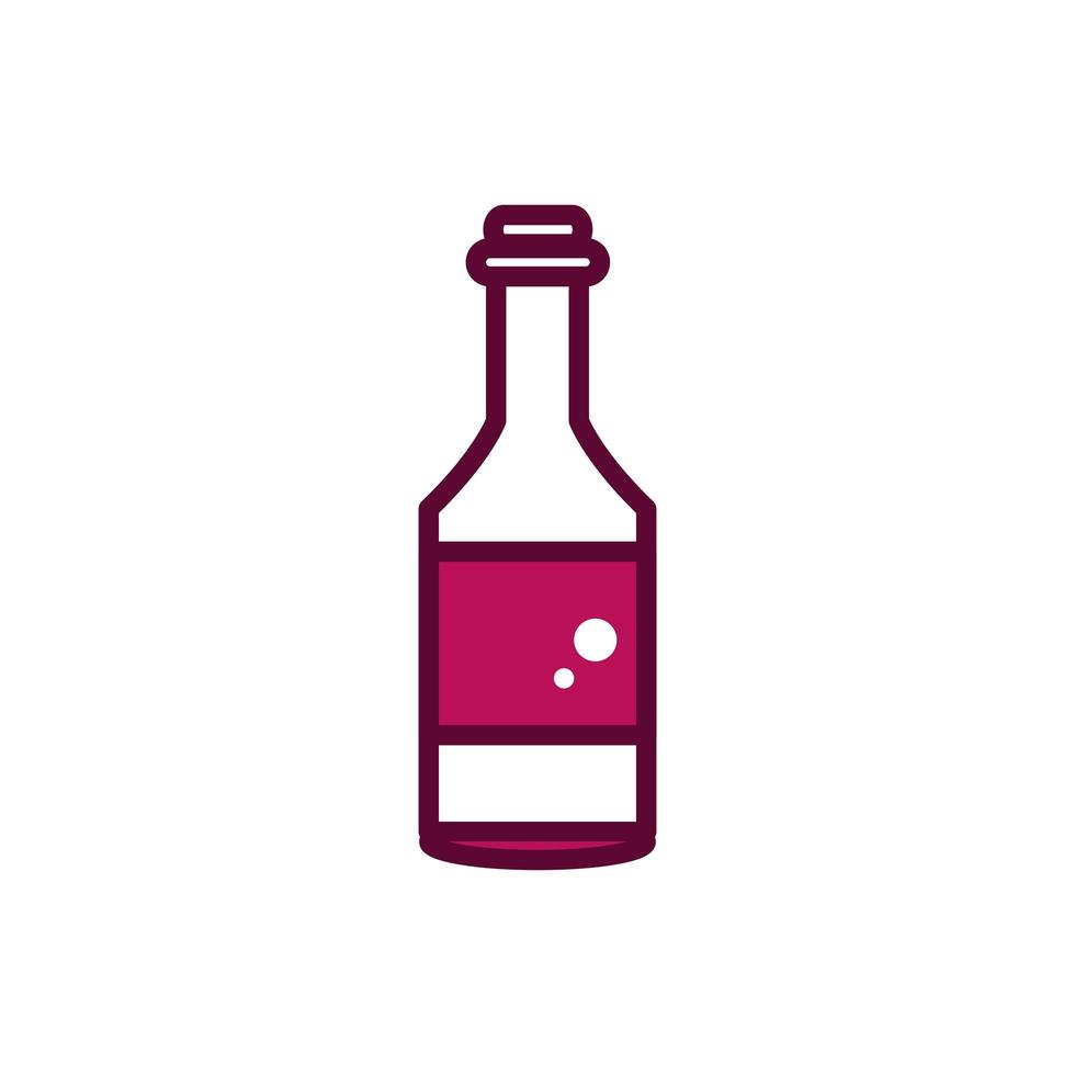 wine bottle cork liquor celebration drink beverage icon line and filled vector