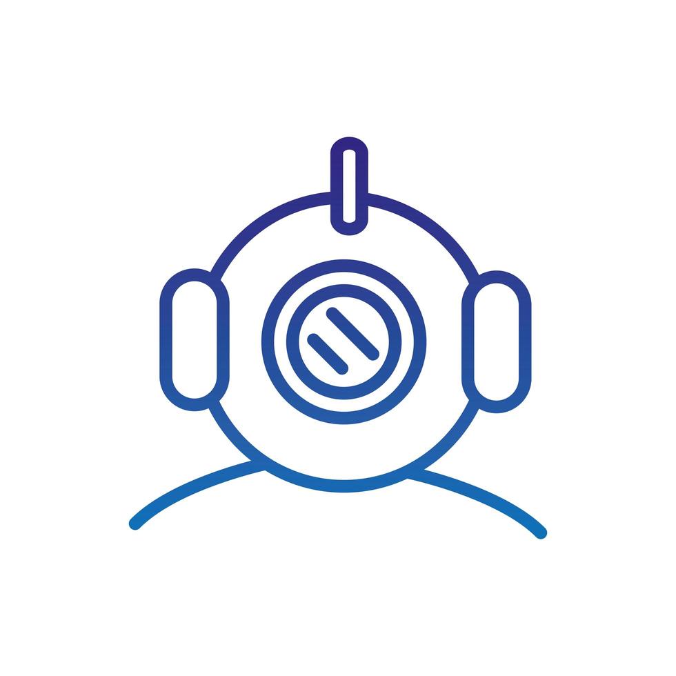 diving helmet marine life thick line blue vector