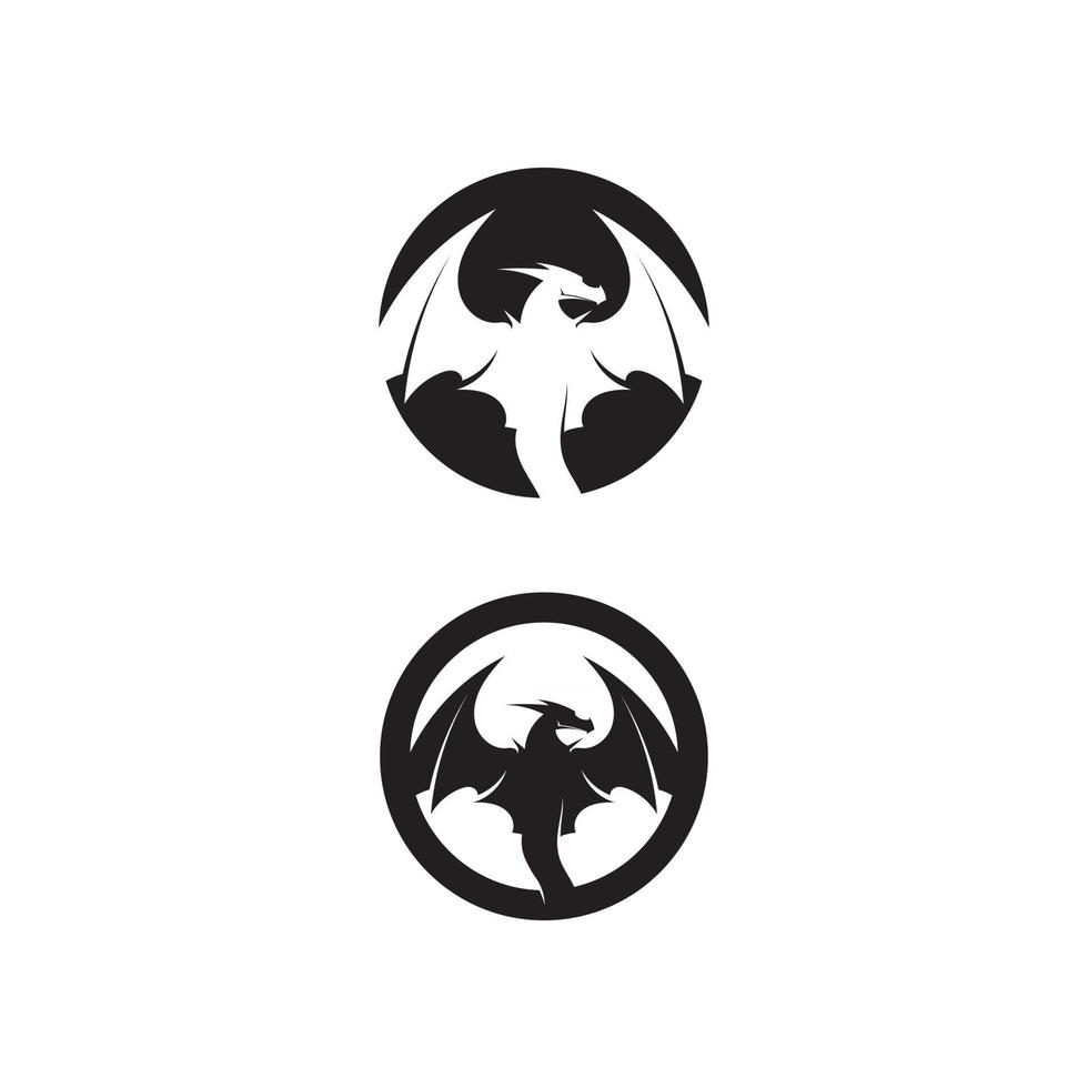 Head dragon flat color logo template vector illustration