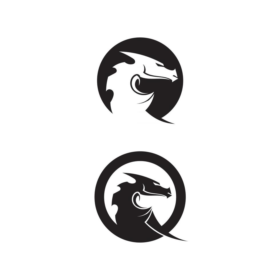 Head dragon flat color logo template vector illustration