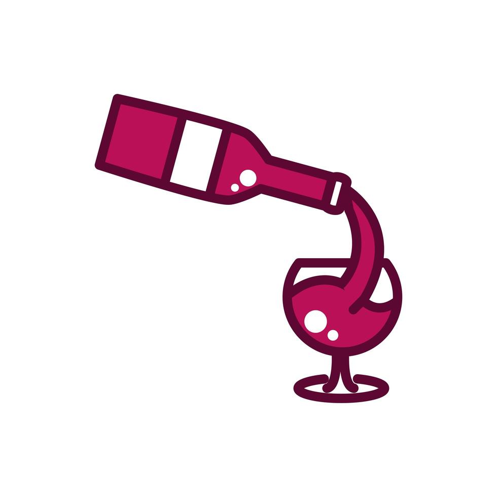 bottle pouring wine glass celebration drink beverage icon line and filled vector