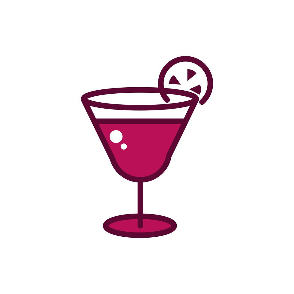 wine glass with slice lime celebration drink beverage icon line and filled vector