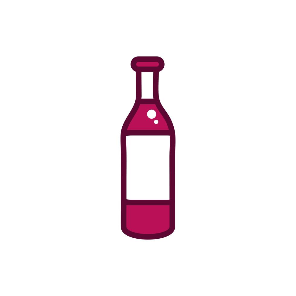 wine bottle liquor celebration drink beverage icon line and filled vector