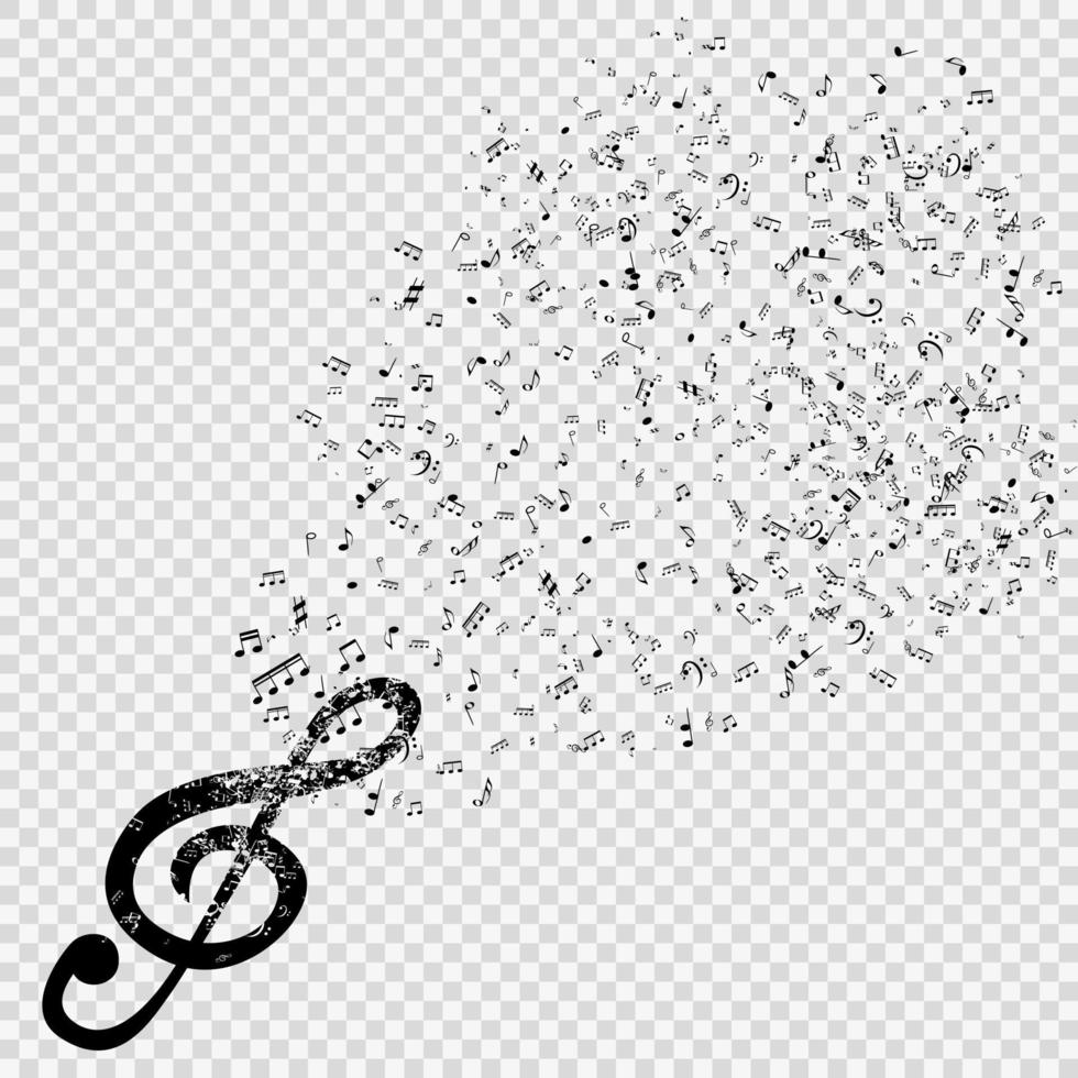 Set of musical notes with treble clef vector