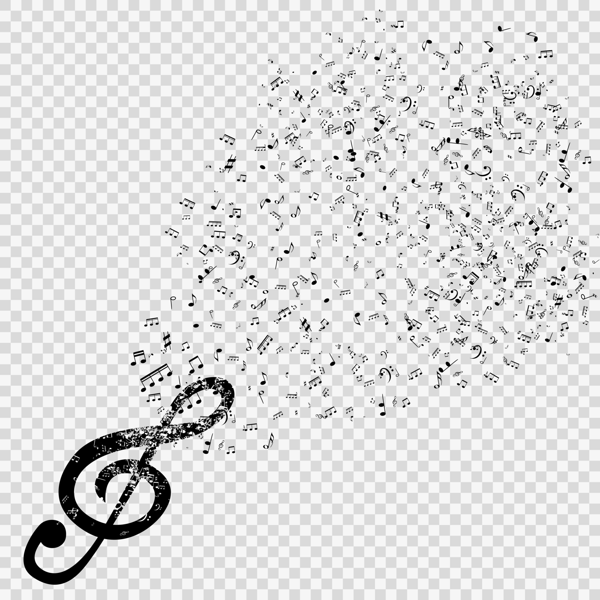 Set of musical notes with treble clef 2521420 Vector Art at Vecteezy