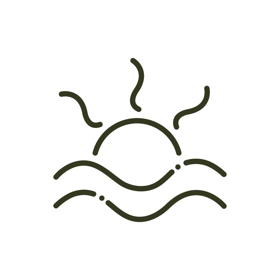 wave sea sun summer nature line design vector
