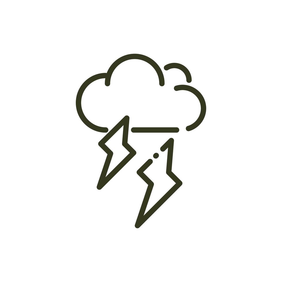 cloud thunderbolt storm rays nature line design vector