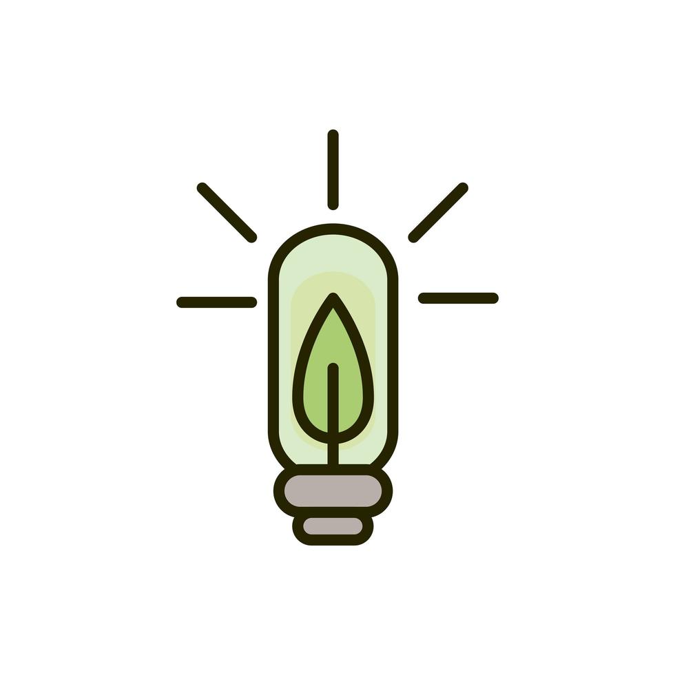 light bulb with leaf ecology nature drawing vector