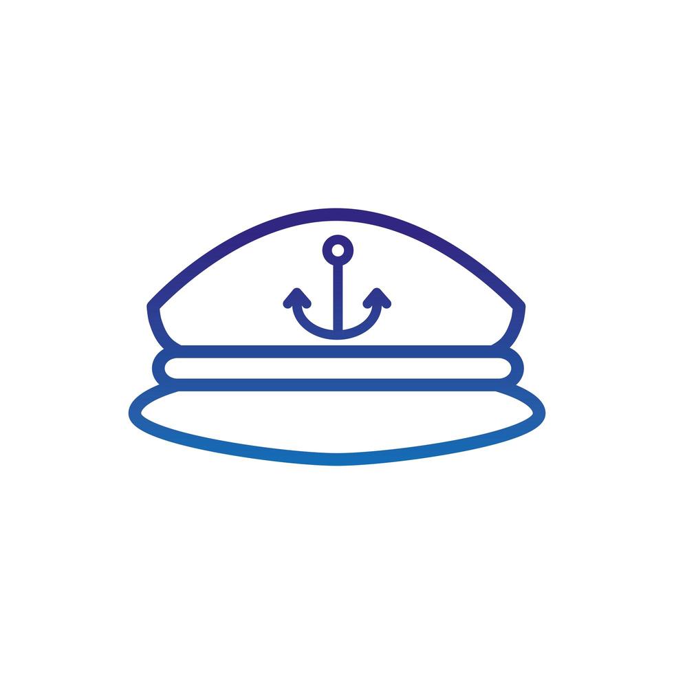 sombrero náutico accesorio vida marina línea gruesa azul vector