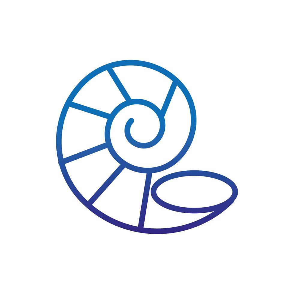 nautilus shell marine life thick line blue vector