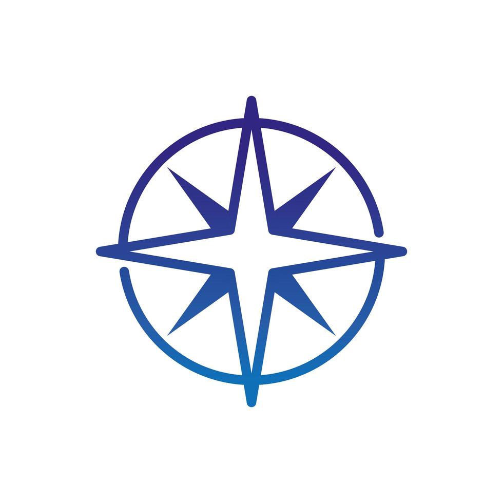 compass wind rose travel destination marine life thick line blue vector