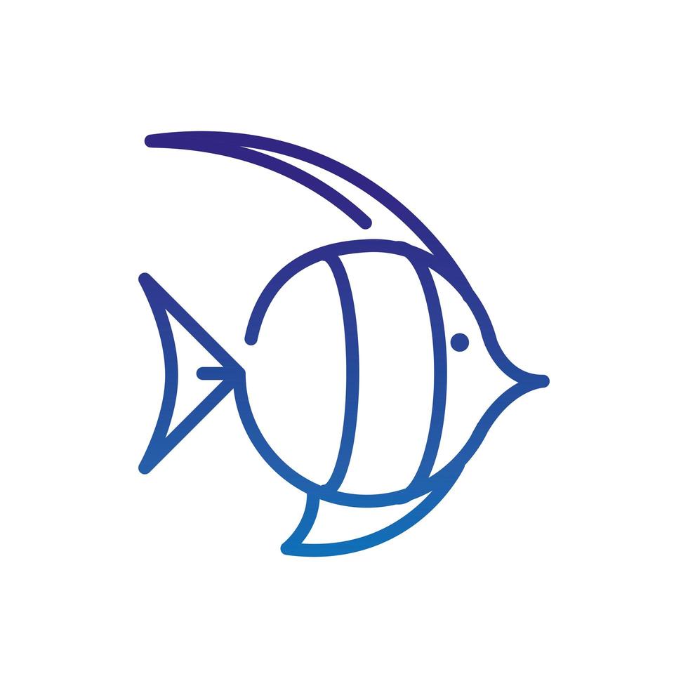 fish caribbean marine life thick line blue vector