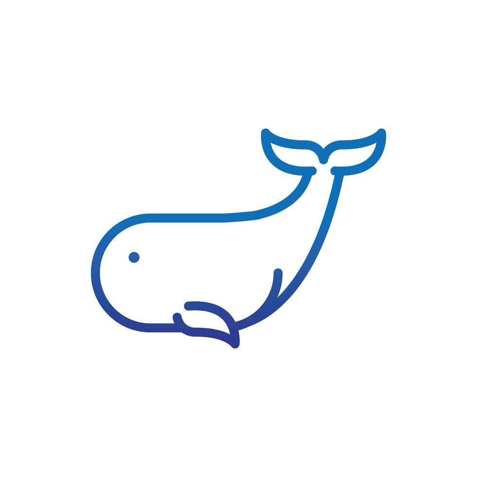 whale marine life thick line blue vector