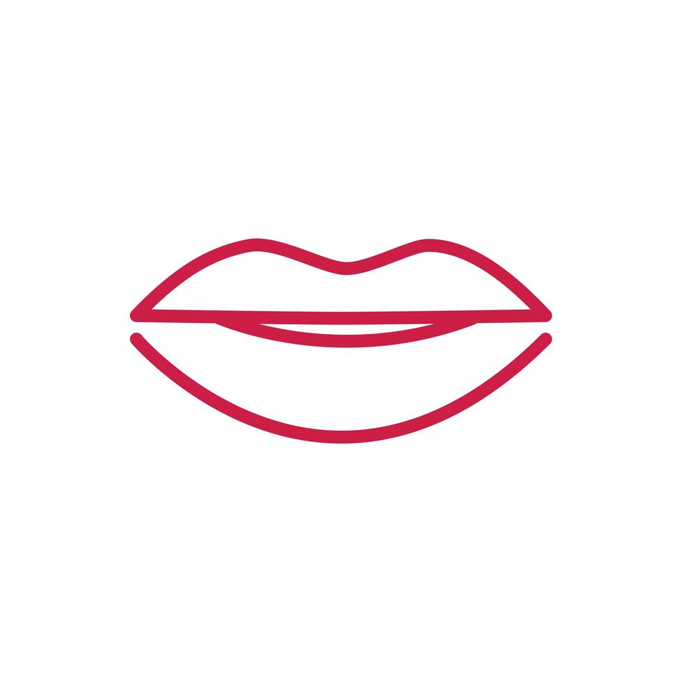 happy valentines day cute female lips red line design vector