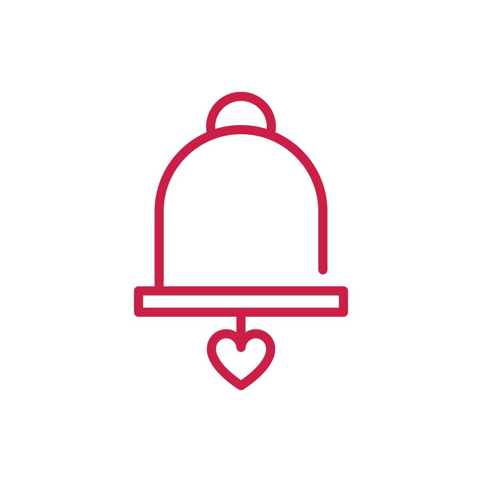 feliz día de san valentín campana decorativa corazón amor diseño de línea roja vector