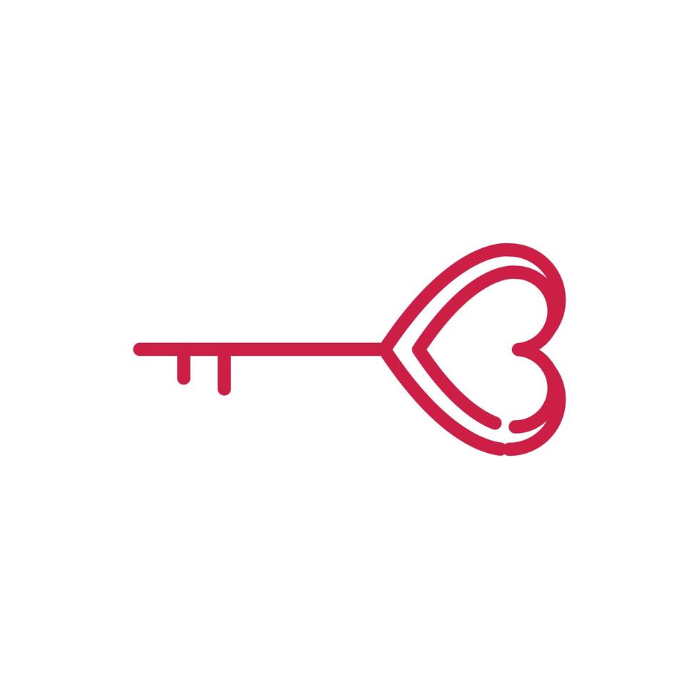 happy valentines day key shaped heart love red line design vector