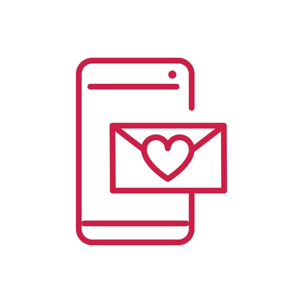 happy valentines day smartphone email heart love red line design vector