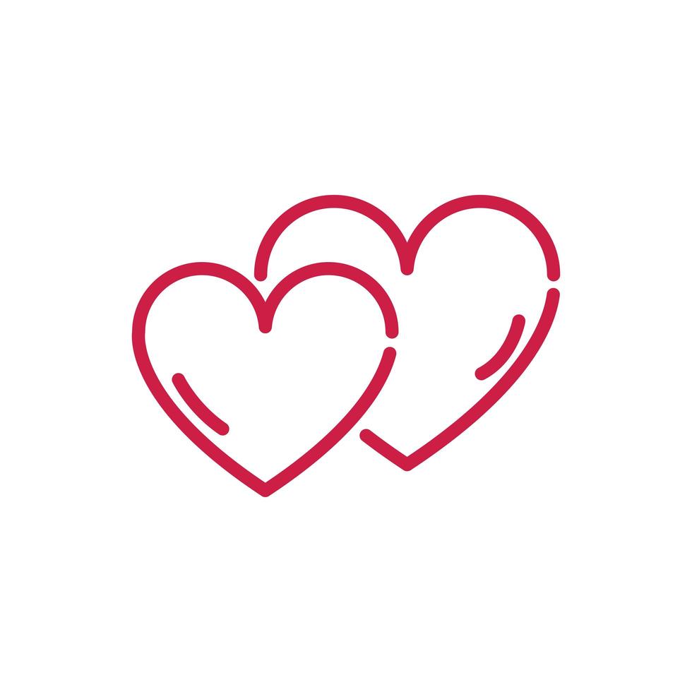feliz dia de san valentin corazones amor romantico pasión diseño de línea roja vector