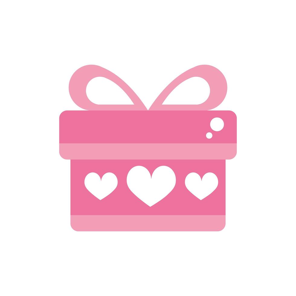 happy valentines day wrapped gift box heart decoration pink design vector