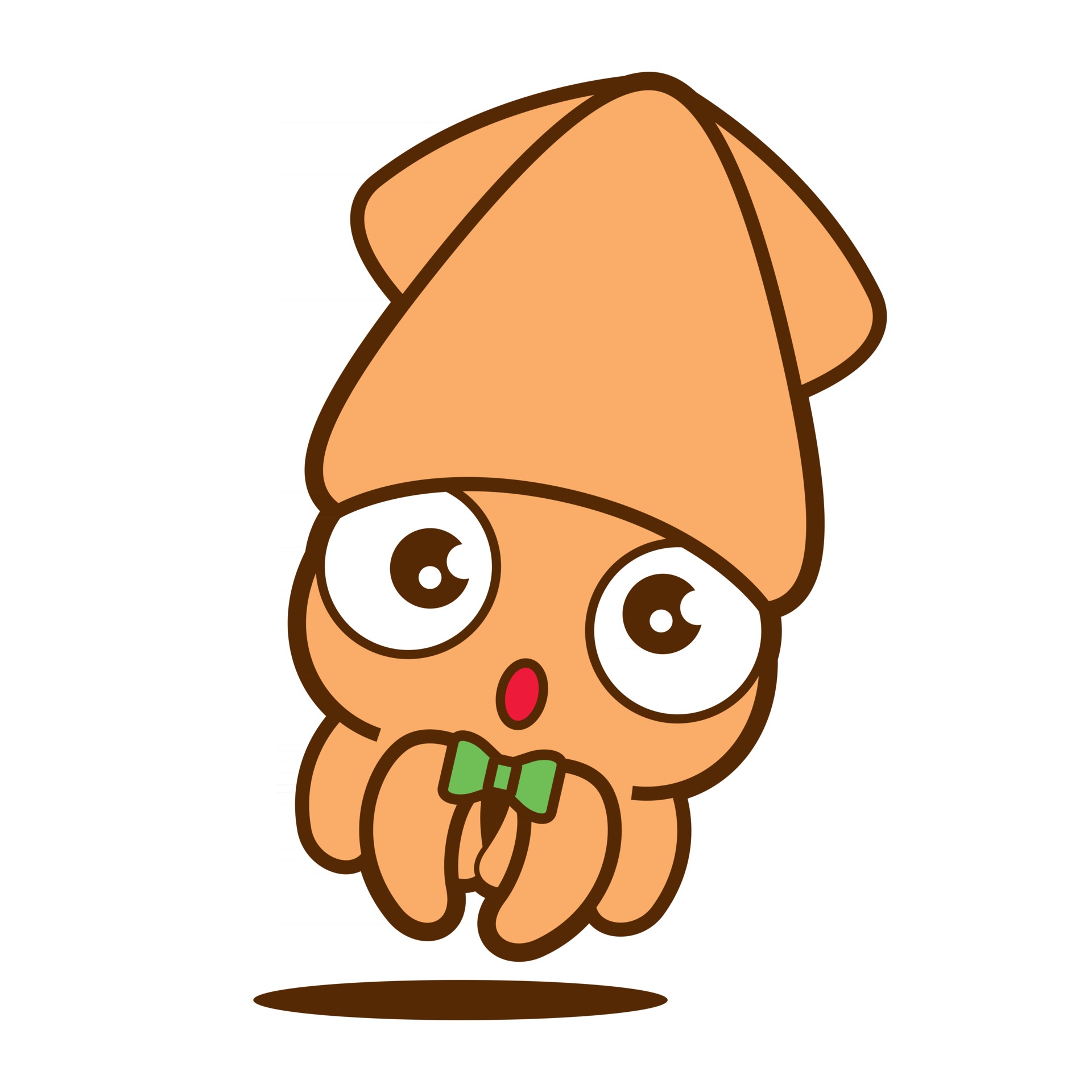Cartoon cute big eyes squid with green bowtie 2521585 Vector Art