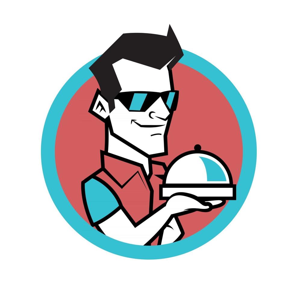 Smart cool man food delivery service vector