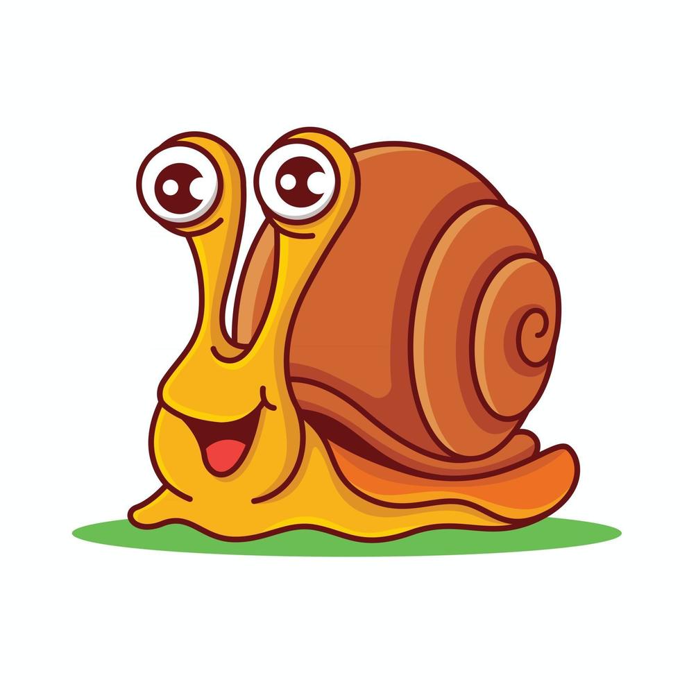 Cartoon smiling snail with big shell character mascot vector