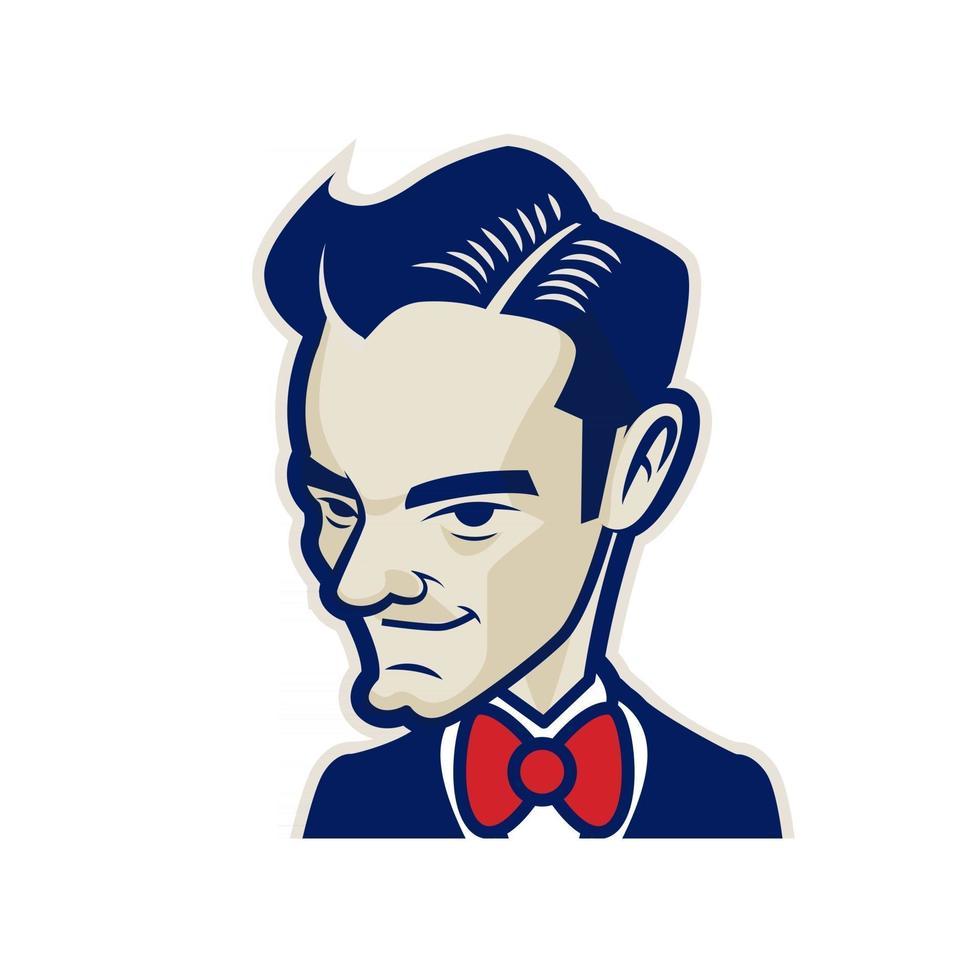 Retro gentleman with nice hairstyle and red bowtie vector