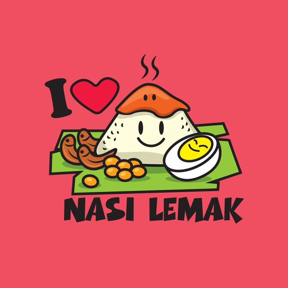 dibujos animados nasi lemak set personaje vector