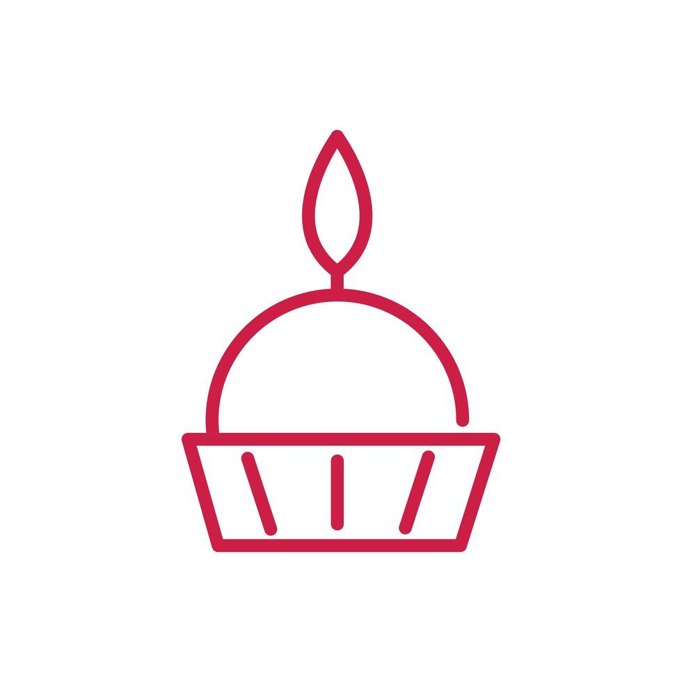 happy valentines day sweet cupcake with candle red line design vector
