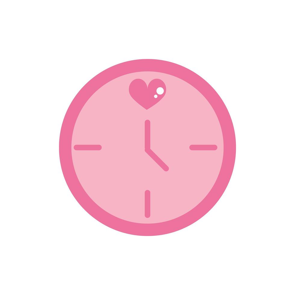 feliz día de san valentín reloj redondo hora fecha corazón diseño rosa vector