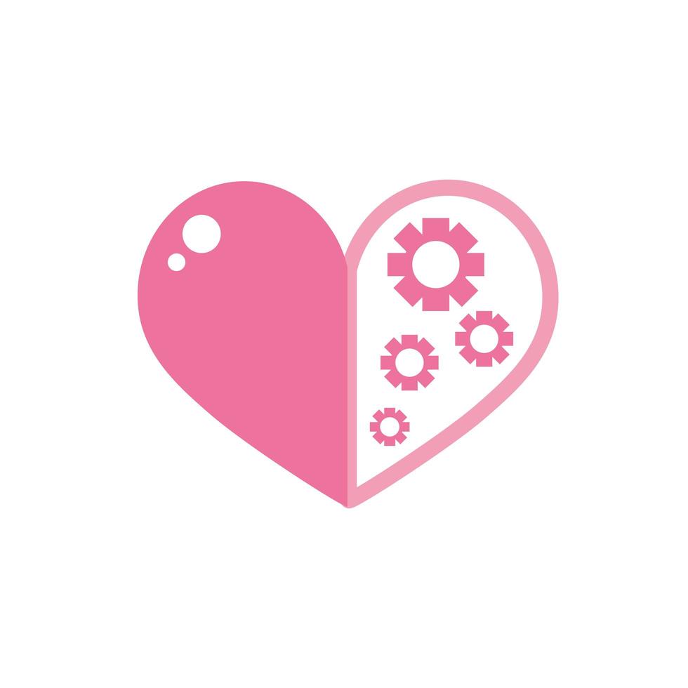 happy valentines day heart gears passion romance pink design vector