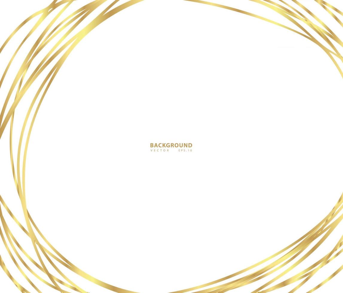 Hand drawn circle gold line background vector