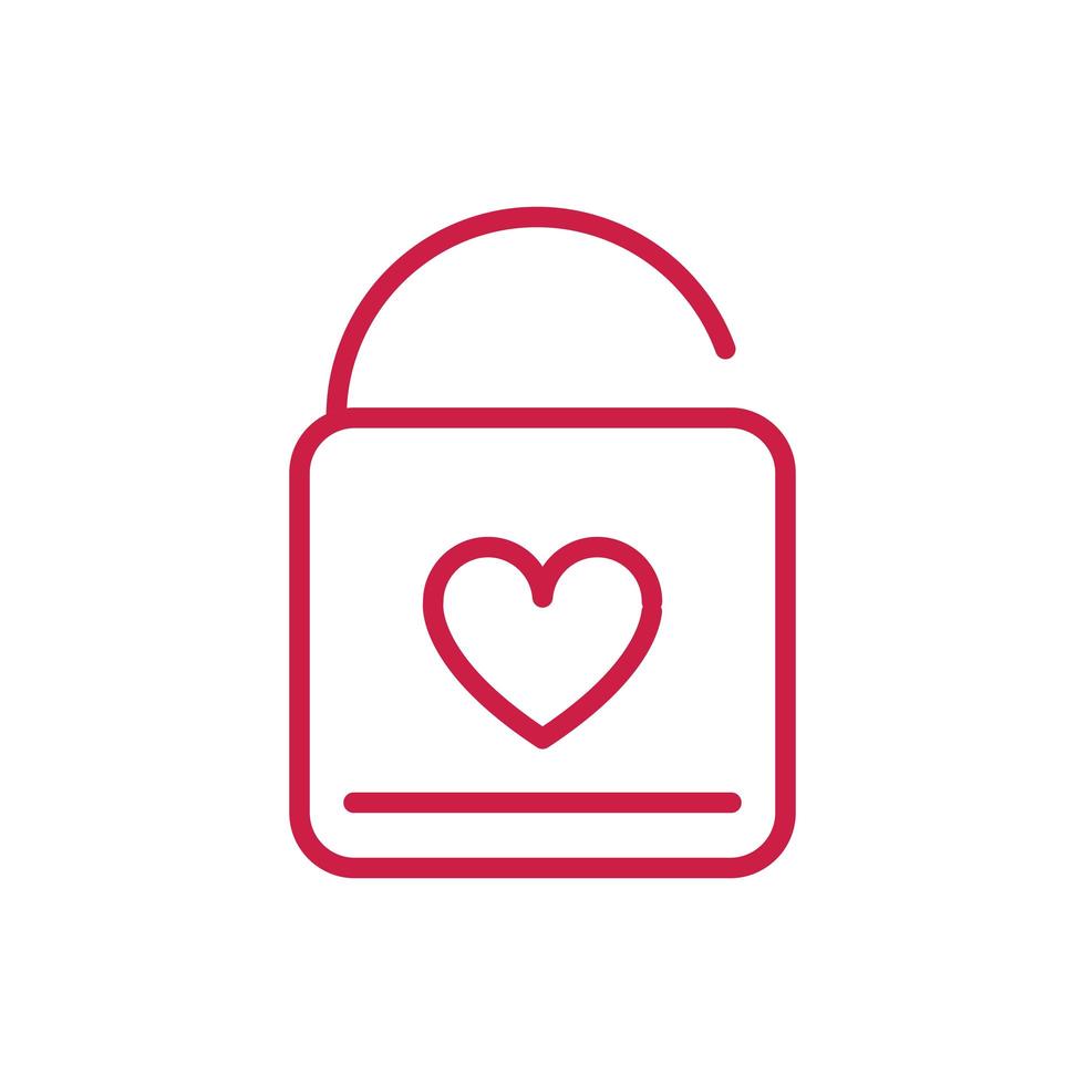 happy valentines day open padlock heart love romance red line design vector