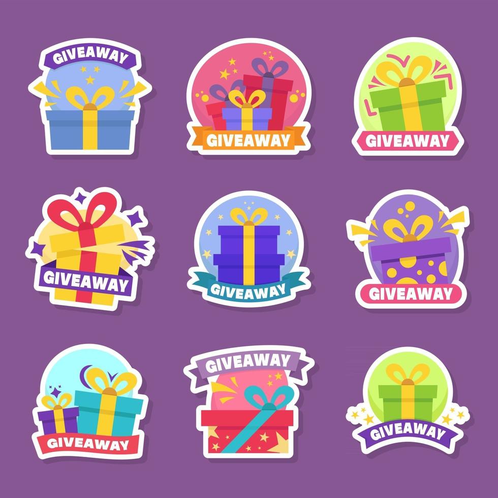 Colorful Giveaway Boxes Stickers vector