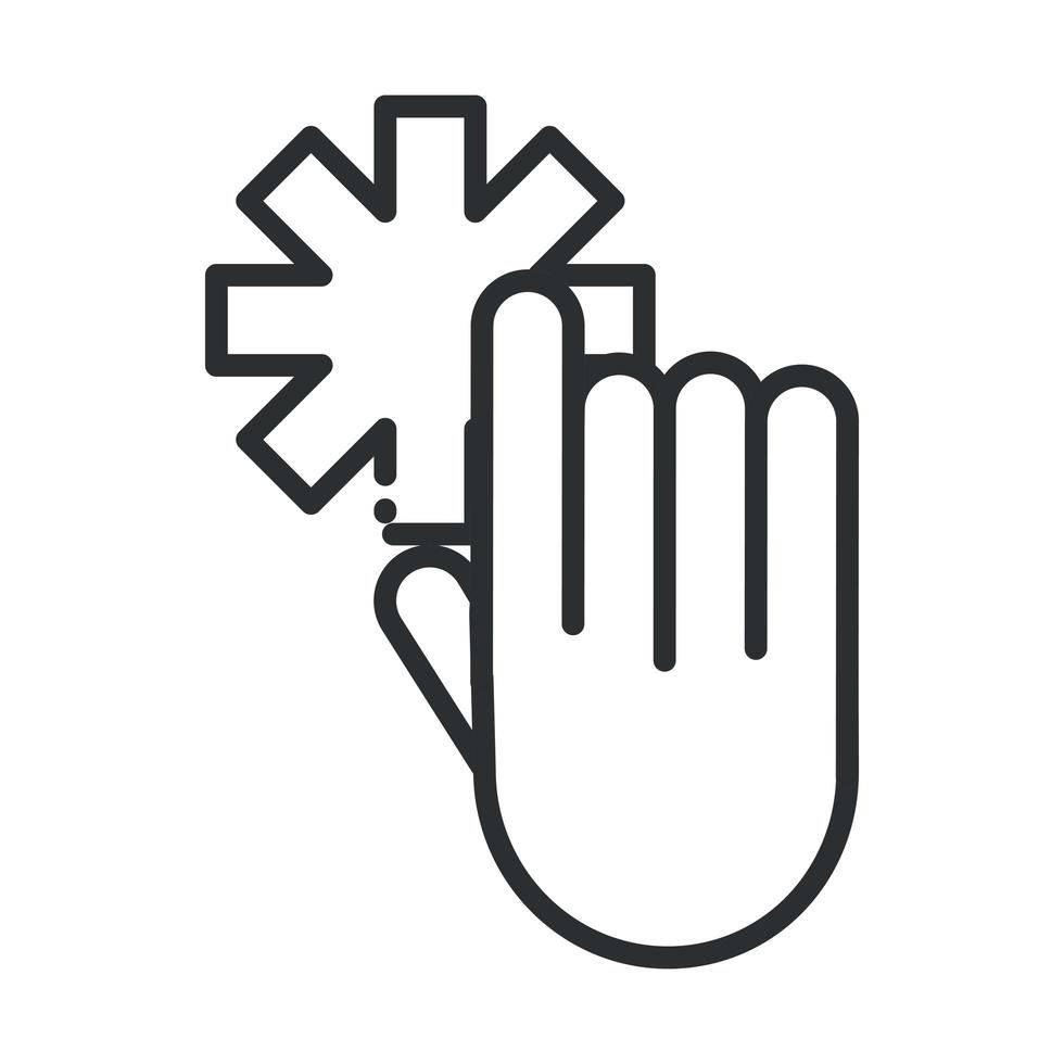 online health hand click medical symbol covid 19 pandemic line icon vector