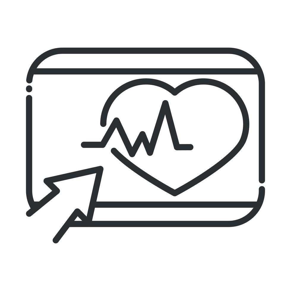 online health website clicking heartbeat covid 19 pandemic line icon vector