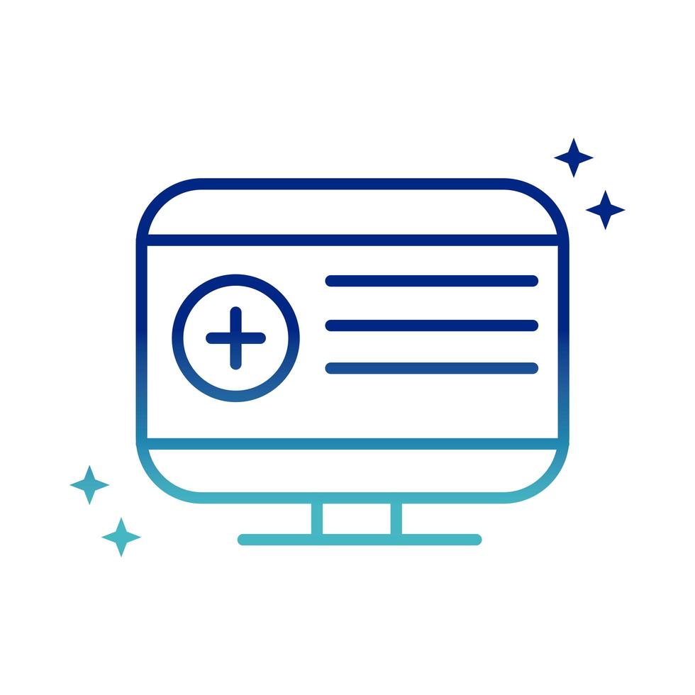 online health computer report medical covid 19 pandemic gradient line icon vector