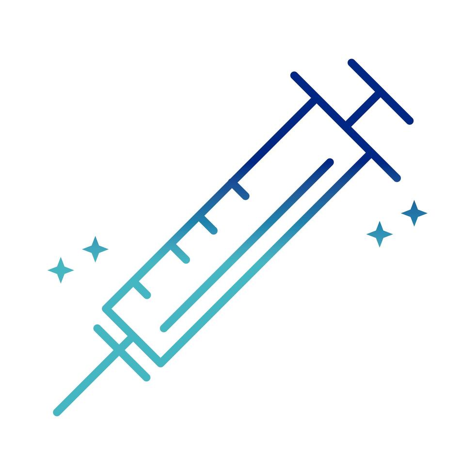 salud en línea jeringa vacuna medicina covid 19 pandemia icono de línea de gradiente vector