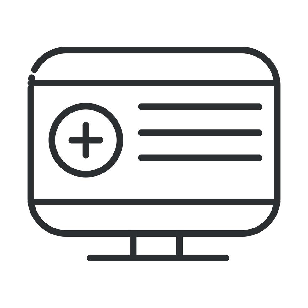 online health computer report medical covid 19 pandemic line icon vector