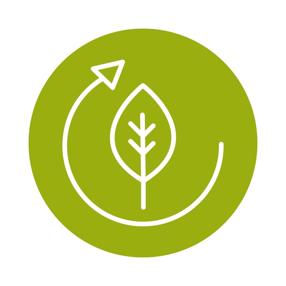 leaf ecology cycle alternative sustainable energy block line style icon vector