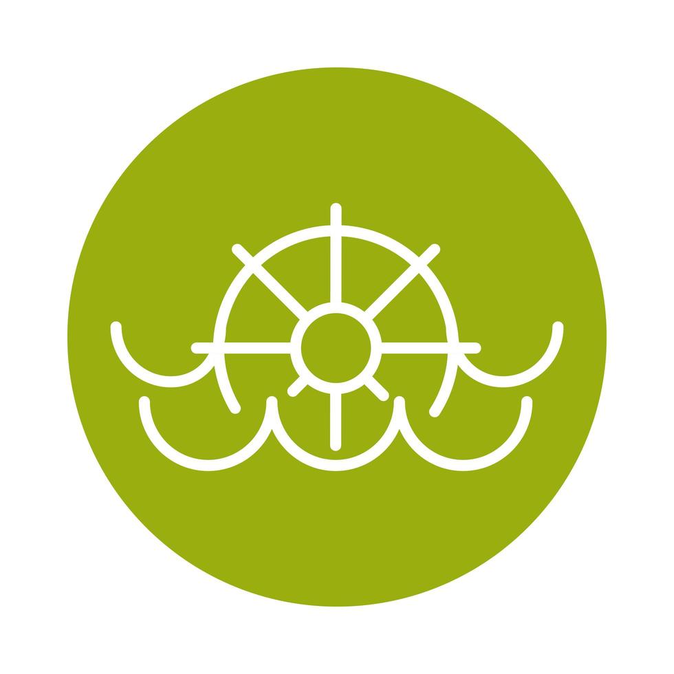 water mill alternative sustainable energy block line style icon vector