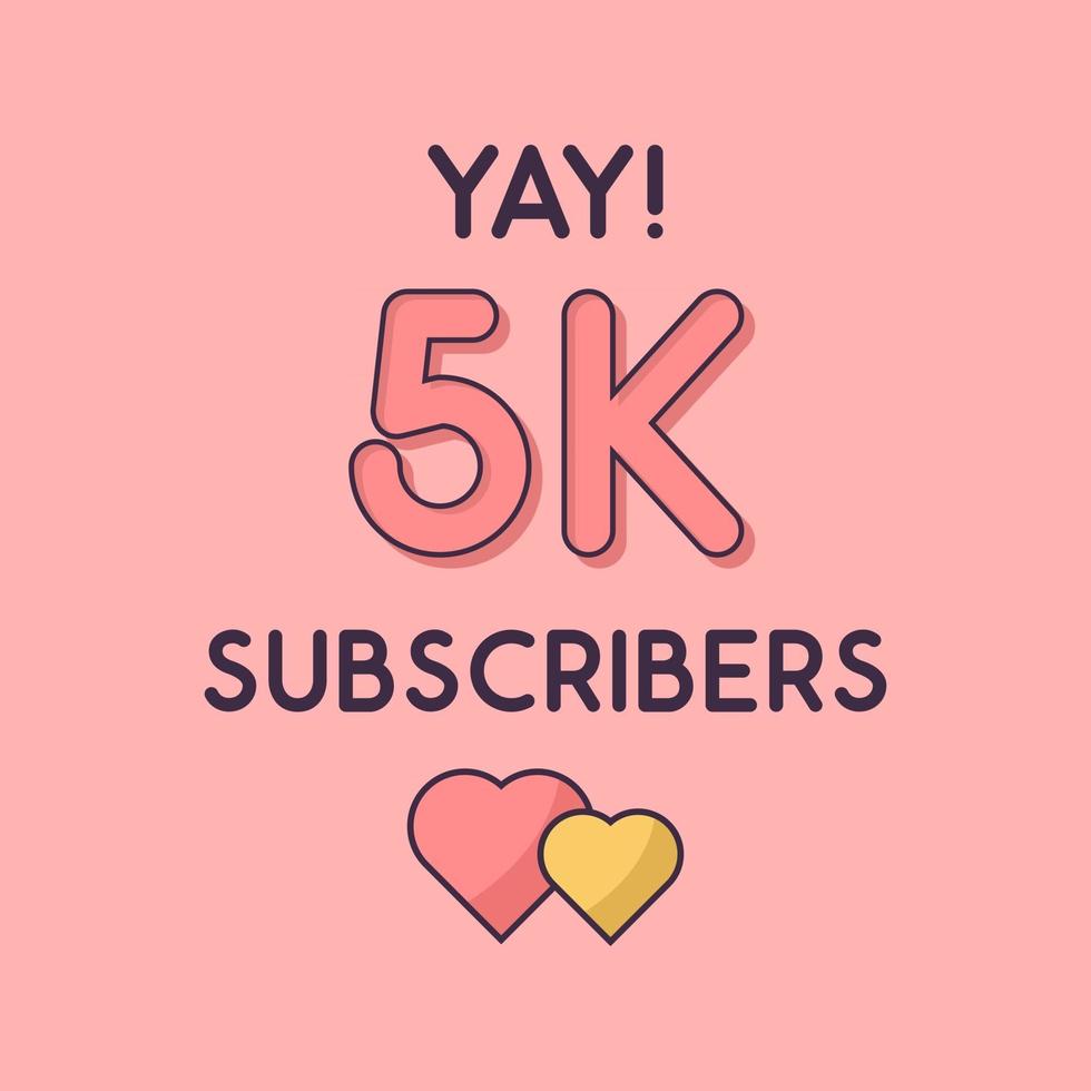 Yay 5k Subscribers celebration Greeting card for 5000 social Subscribers vector