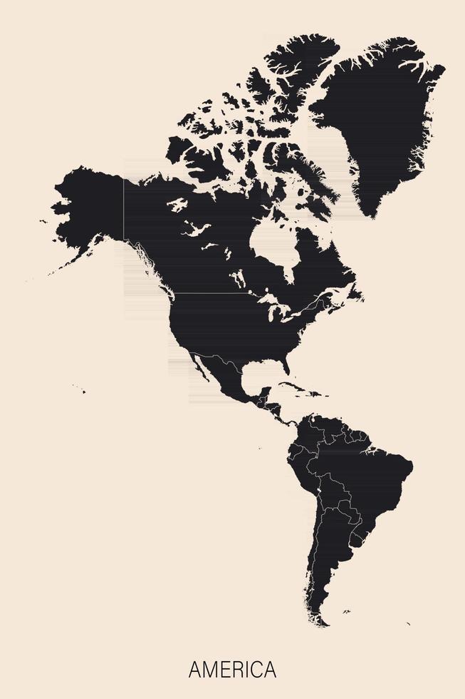 El mapa político detallado del continente americano con fronteras de países. vector