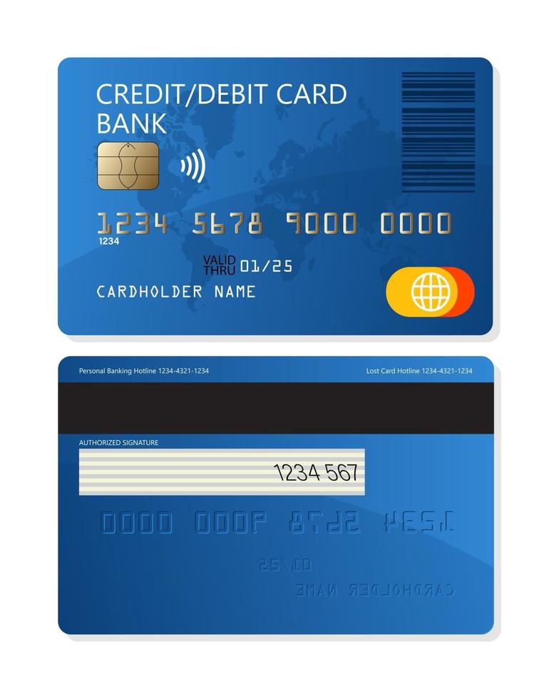 tarjeta bancaria plástica de crédito o débito para aplicaciones y sitios web vector
