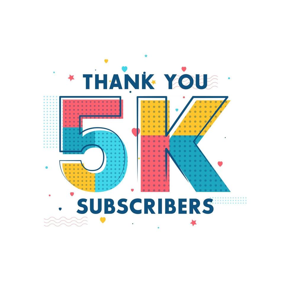 Thank you 5k Subscribers celebration Greeting card for 5000 social Subscribers vector